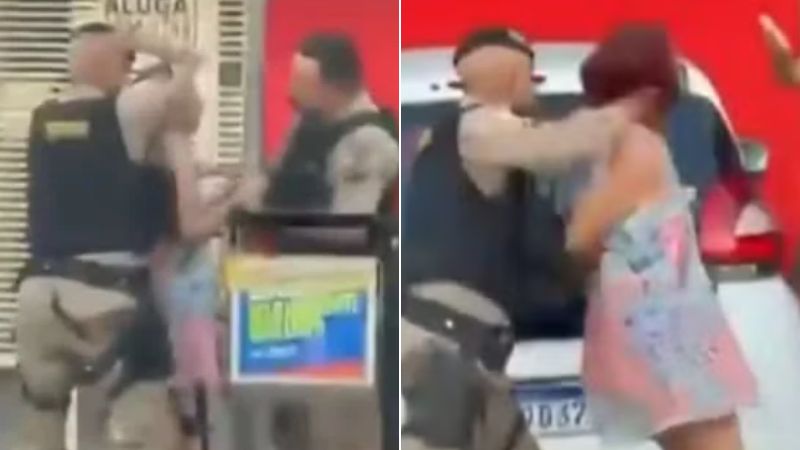Policial militar agride idosa em abordagem a filho com cotoveladas