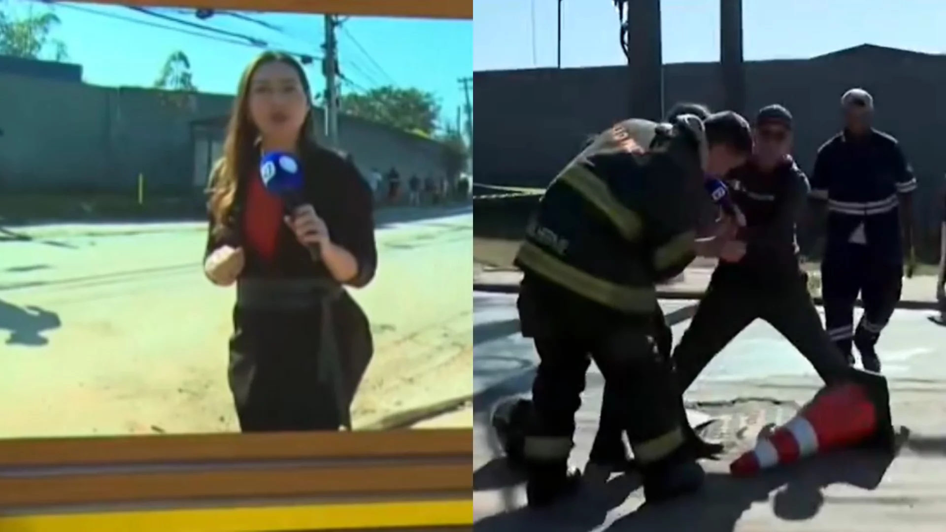 Repórter da Record cai em bueiro durante reportagem sobre incêndio