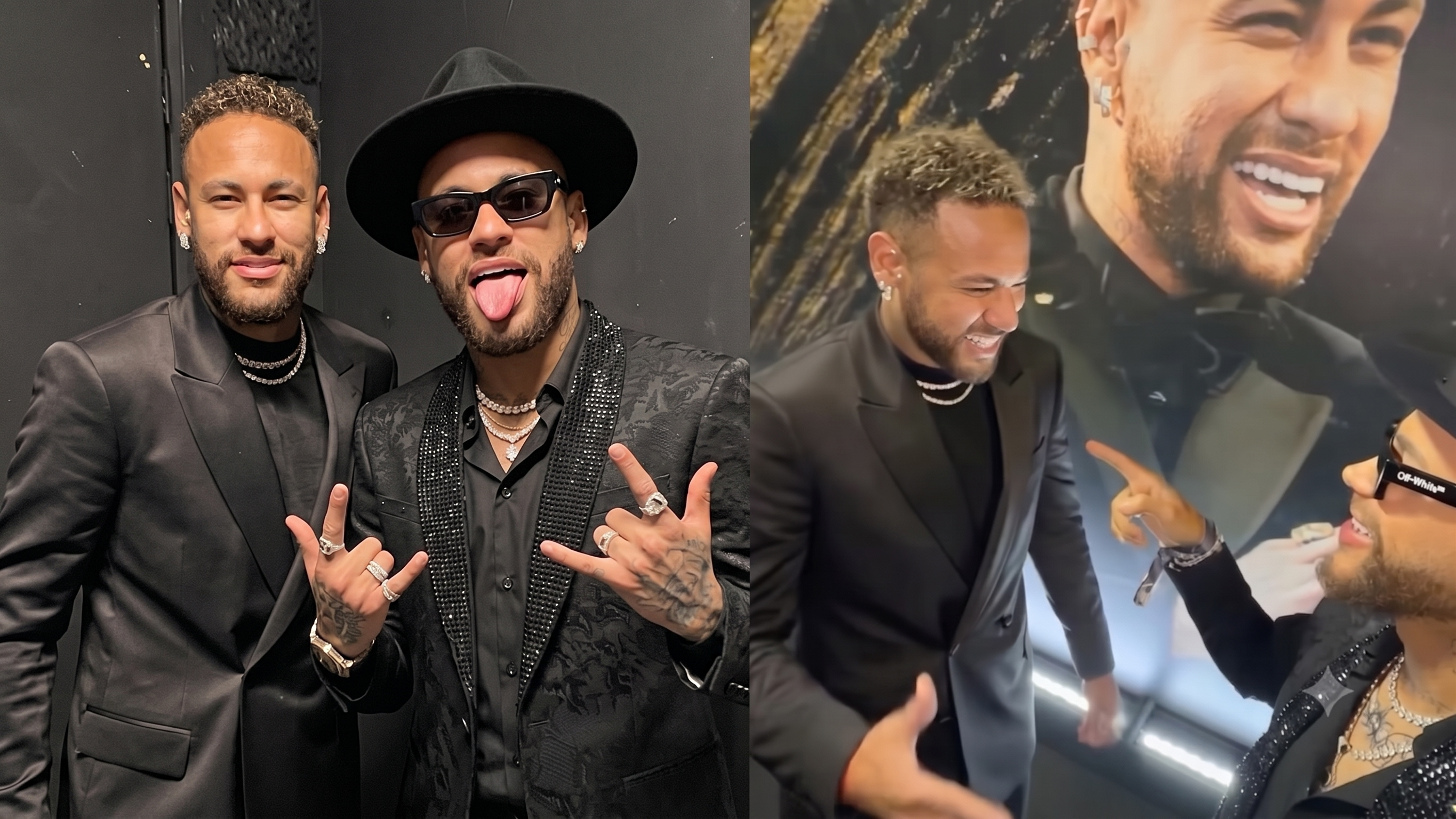 Neymar conhece sósia em evento beneficente