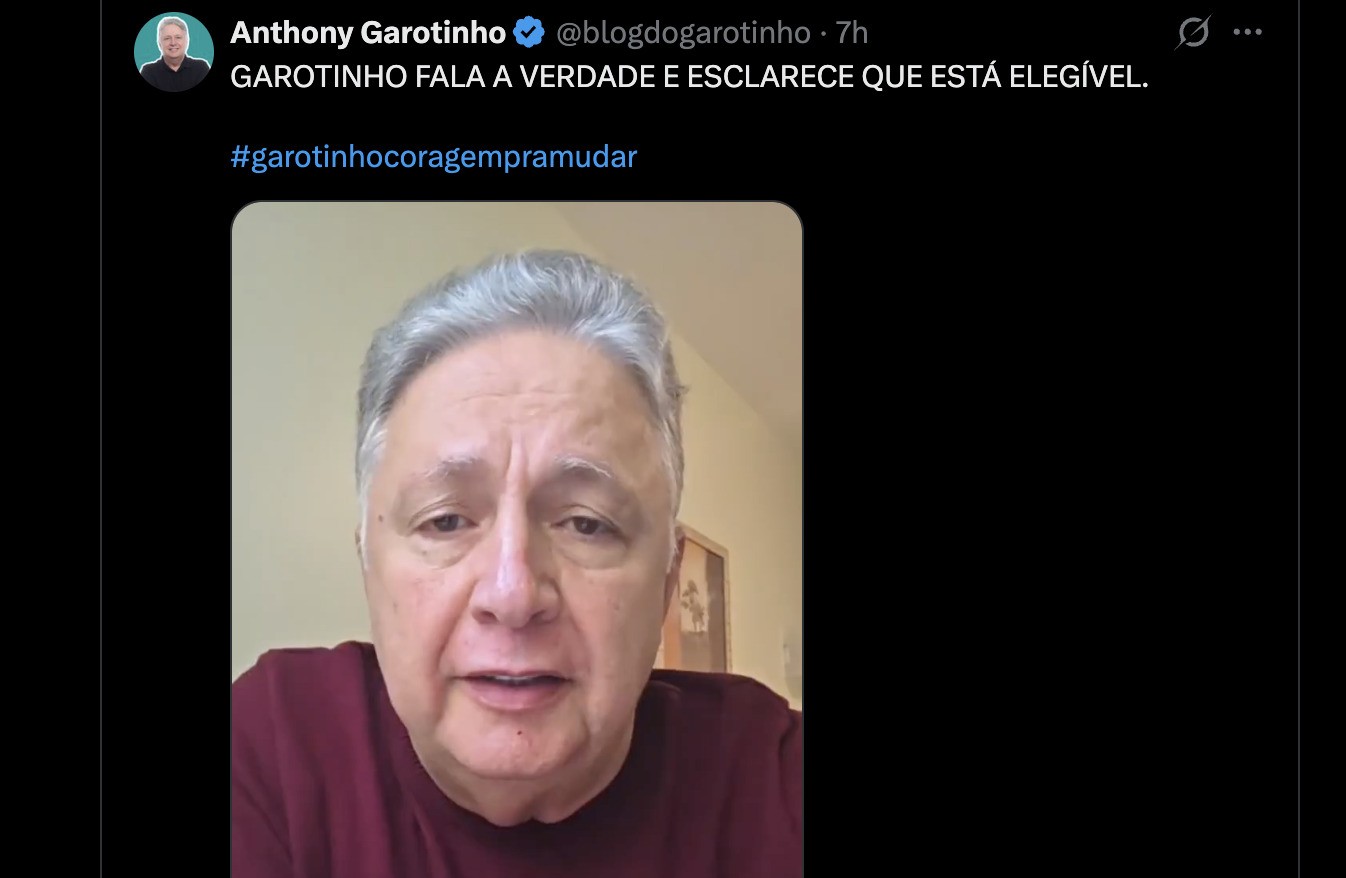 Garotinho responde a decisão da Justiça que questiona sua candidatura ao governo do Rio