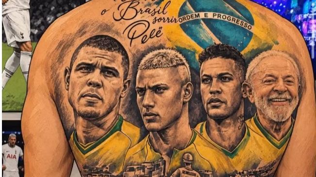Richarlison celebra reeleição de Lula com tatuagem e Neymar comenta