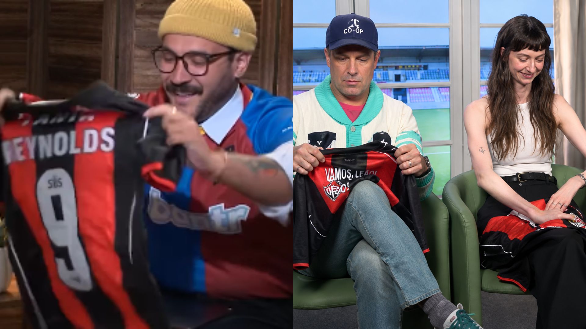 Jornalista baiano presenteia elenco de 'Ted Lasso' com camisas do Vitória